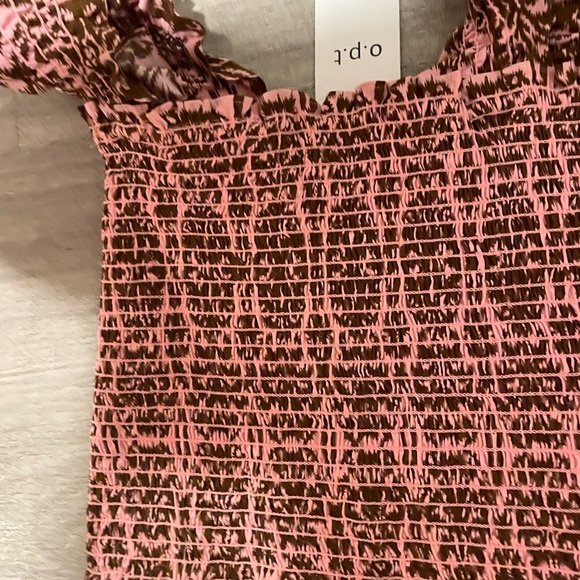 NWT O.P.T. Smocked top and maxi skirt set pink brown S/M - Picture 9 of 11